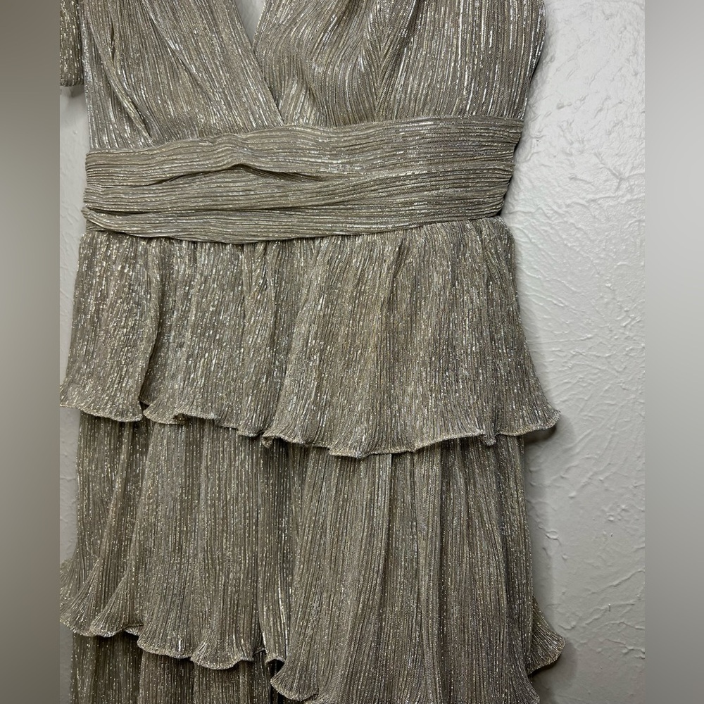Mable Gold Metallic Ruffle Dress - Picture 3 of 9